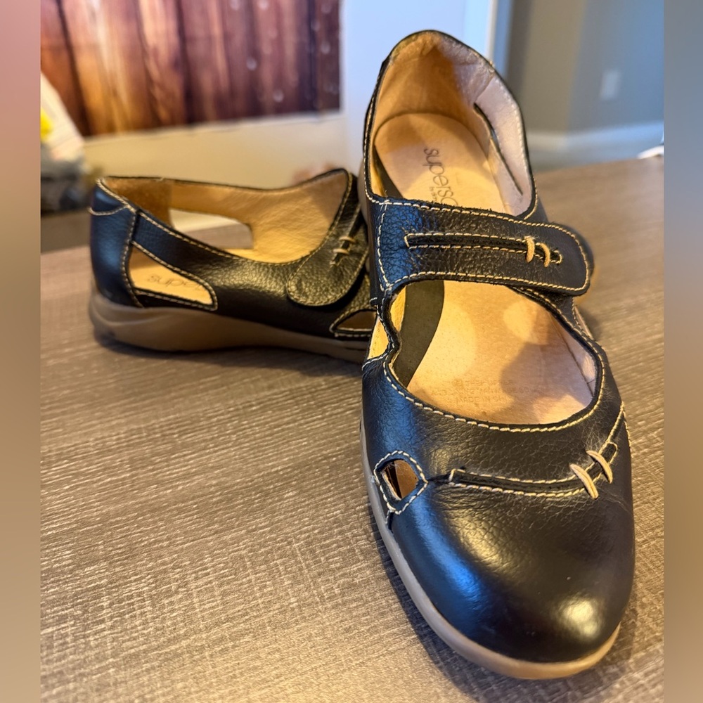 Diana Ferrari Black Supersoft Leather Mary Jane Flats